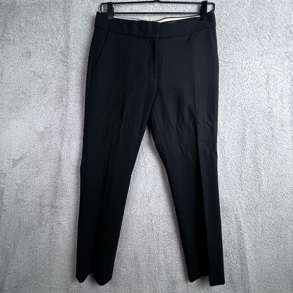 J.Crew Campbell Trouser Women's Dress Pants Size 0 Black Bi-Stretch Wool Blend
